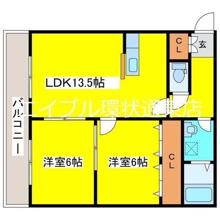 環状通東駅 徒歩8分 3階の物件間取画像